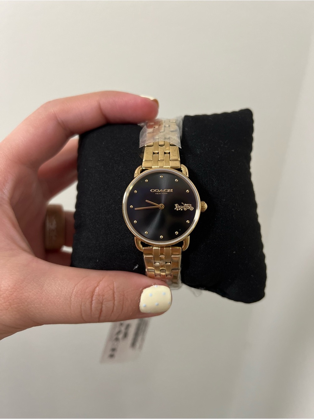 Coach Gold-Tone Bracelet Watch with Black Dial and Logo Accent